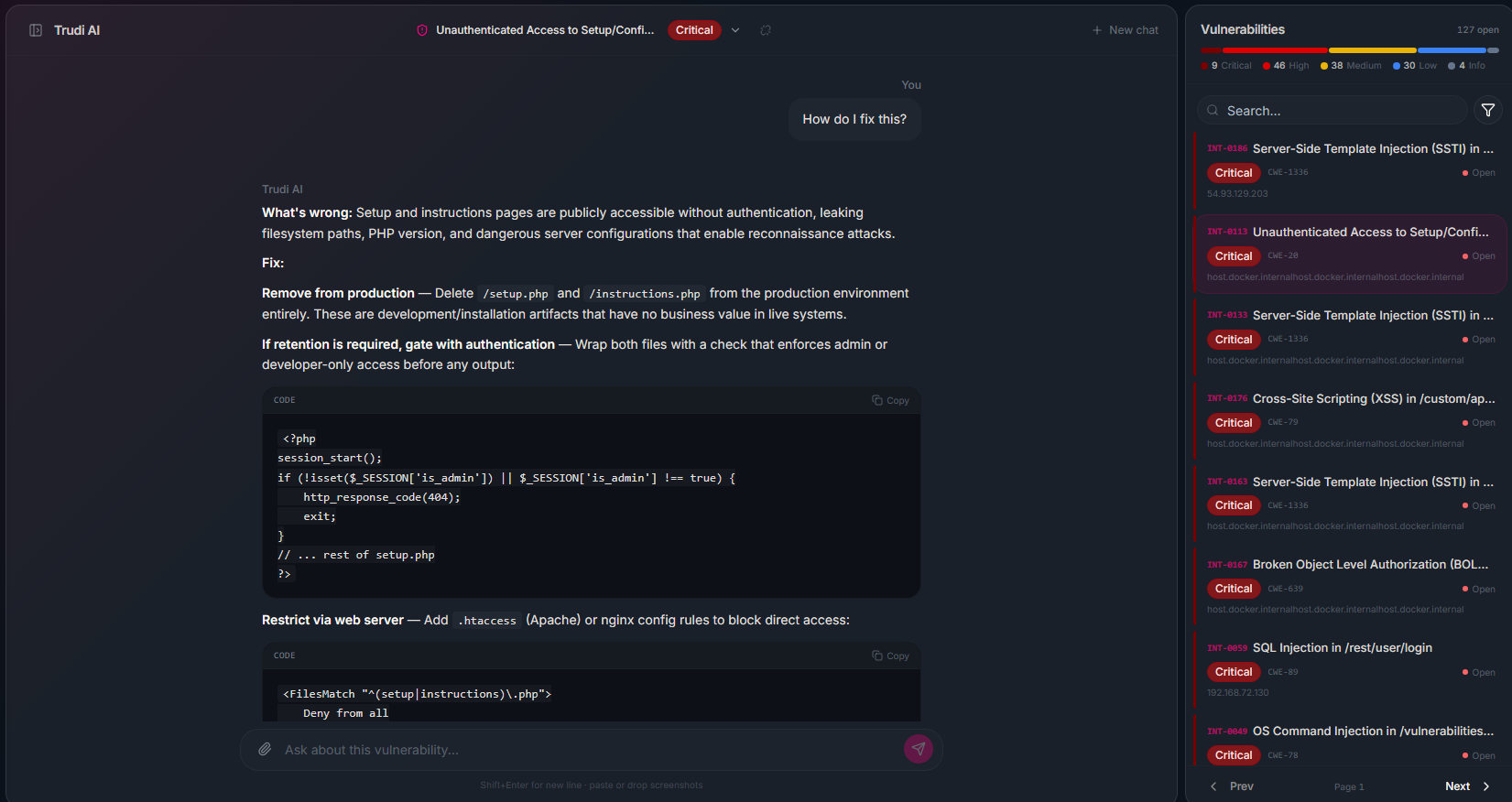 Trudi AI remediation chat